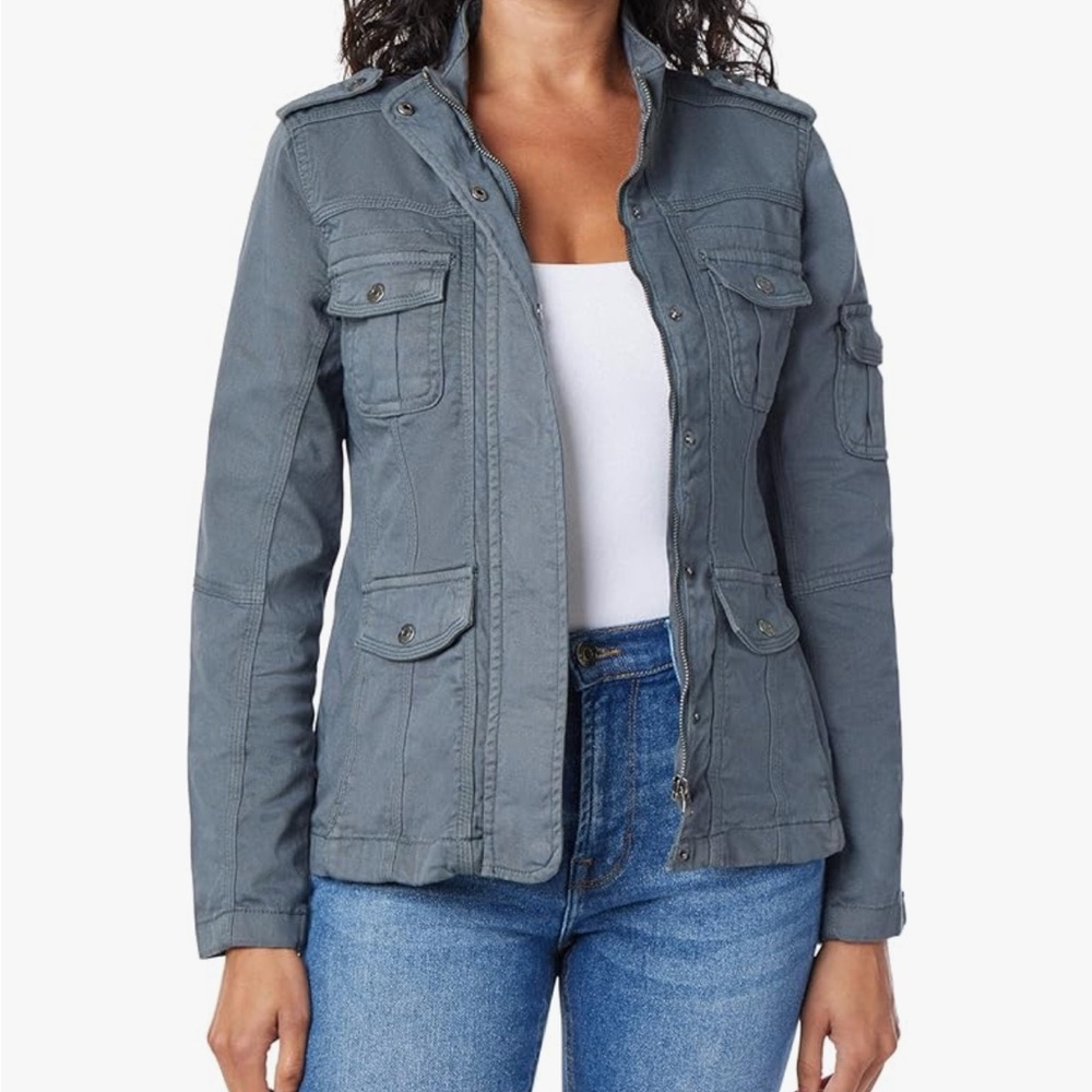 Euc Kensie Distressed Gray Utility Jacket